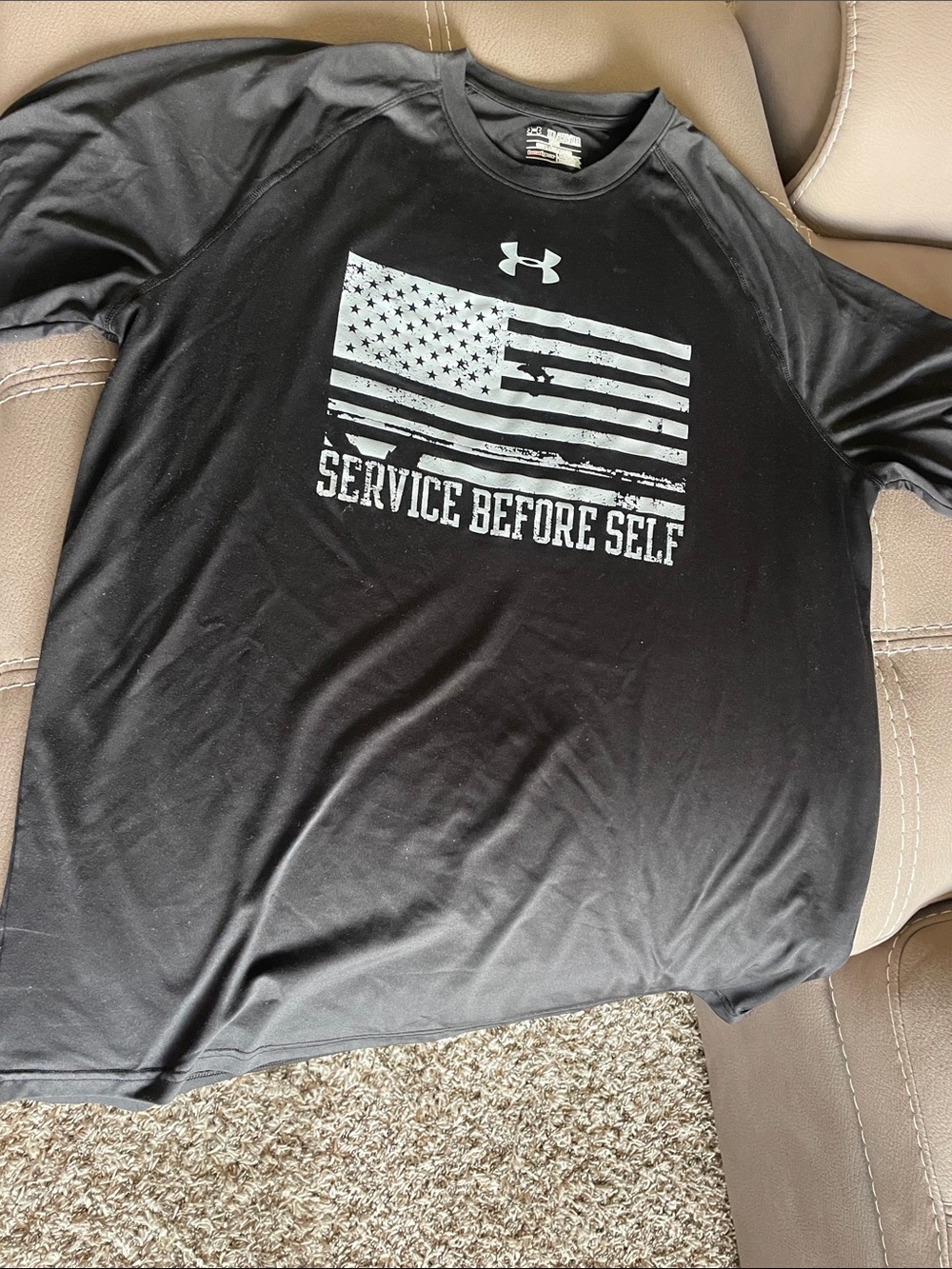 Under Armour Black Short-Sleeve 'Service Before Self' Graphic Tee